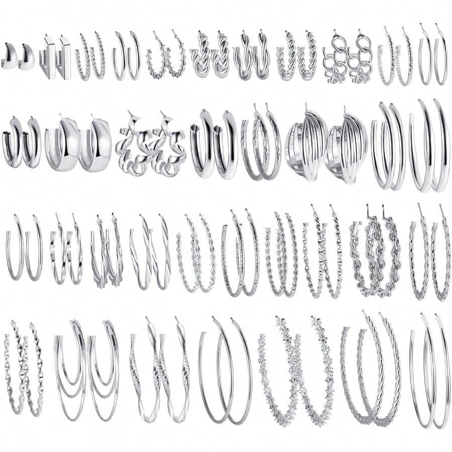Fashion Earring36 Pairs Gold Hoop Earrings For Women Chunky Gold Hoop Earrings Multipack Hypoallergenic Big And Small Gold Earrings Set For Birthday Party Jewelry Gift