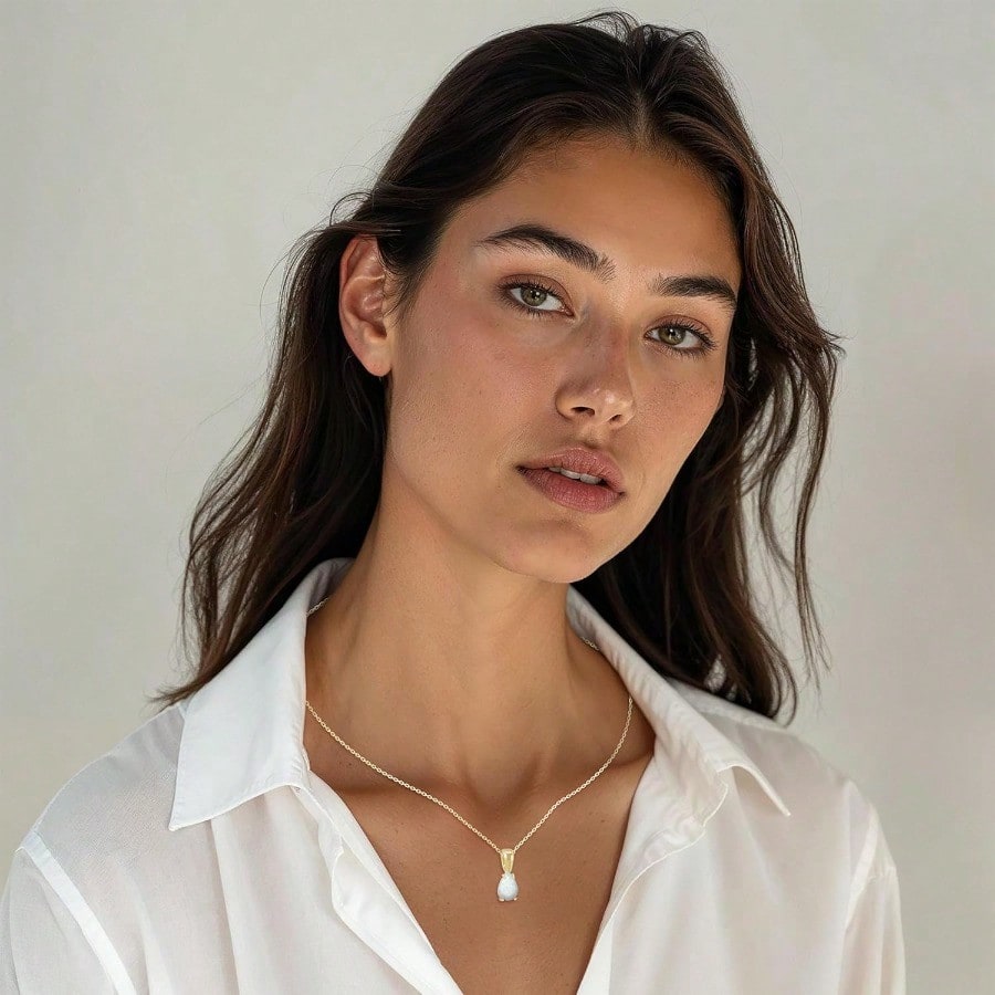 RK--14K Gold Plated Gemstone Necklace For Women Birthestone Teardrop Necklace Gold Jewelry For Women Dainty Gold Necklace Everyday Necklaces Gold Necklaces For Women