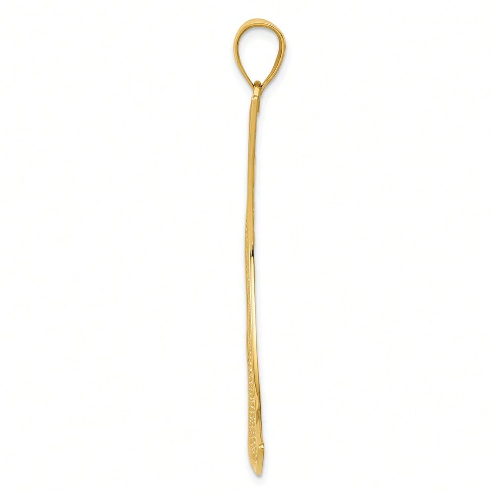 14k Yellow Gold Filigree Moon Pendant (L-1.69 Inch,W-1.18 Inch) 2.16 Gram
